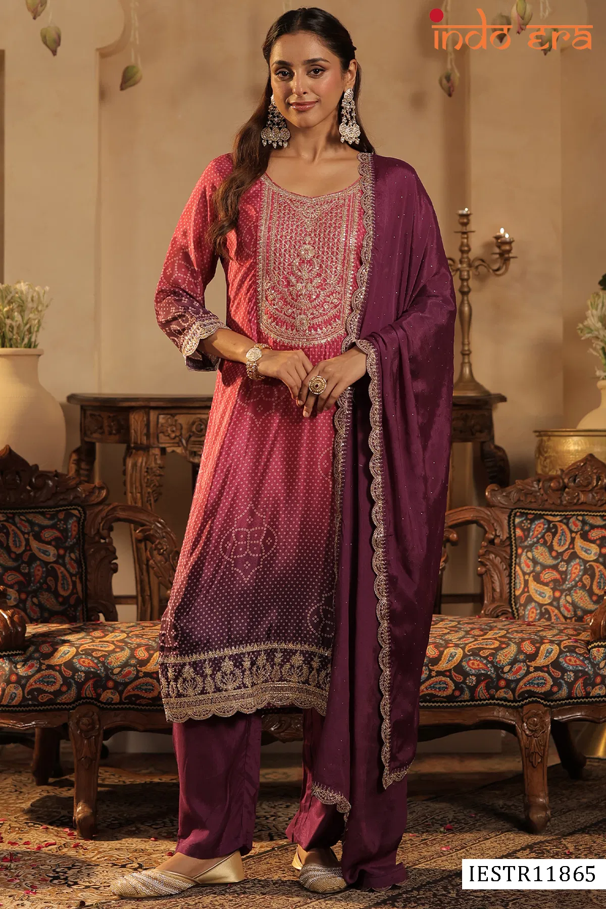 Indo Era 2603 Silk Blend Bandhani Printed Kurti Set Collection