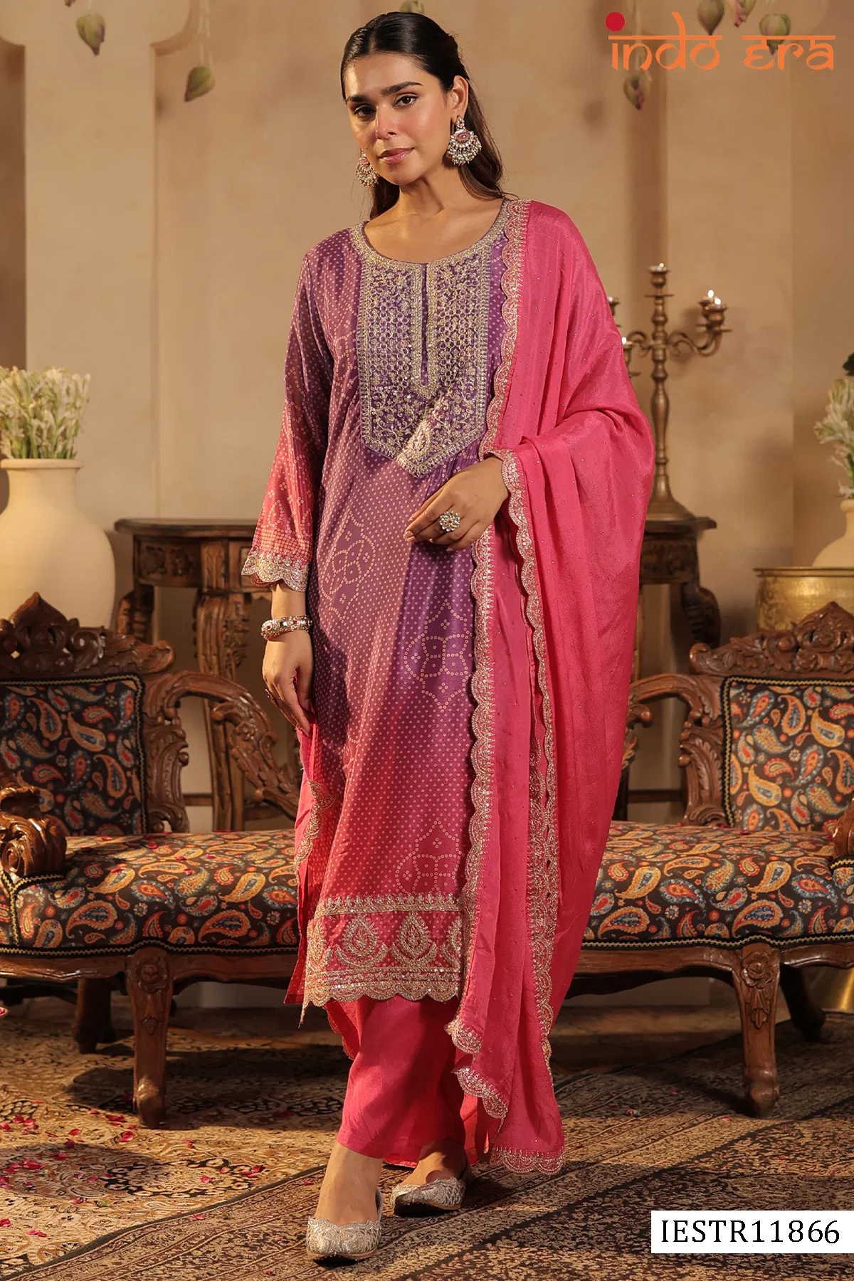 Indo Era 2603 Silk Blend Bandhani Printed Kurti Set Collection