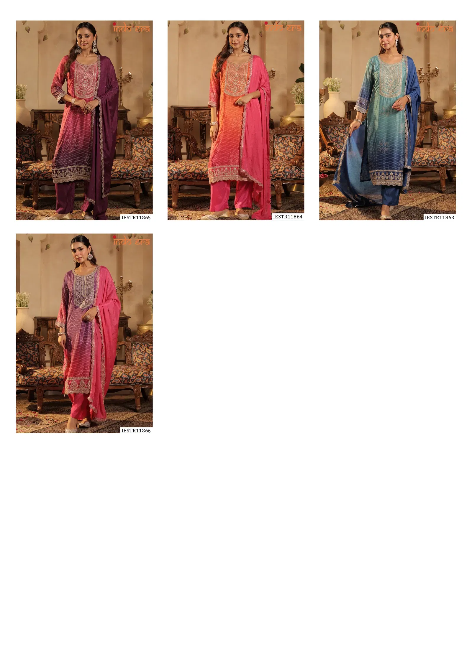 Indo Era 2603 Silk Blend Bandhani Printed Kurti Set Collection