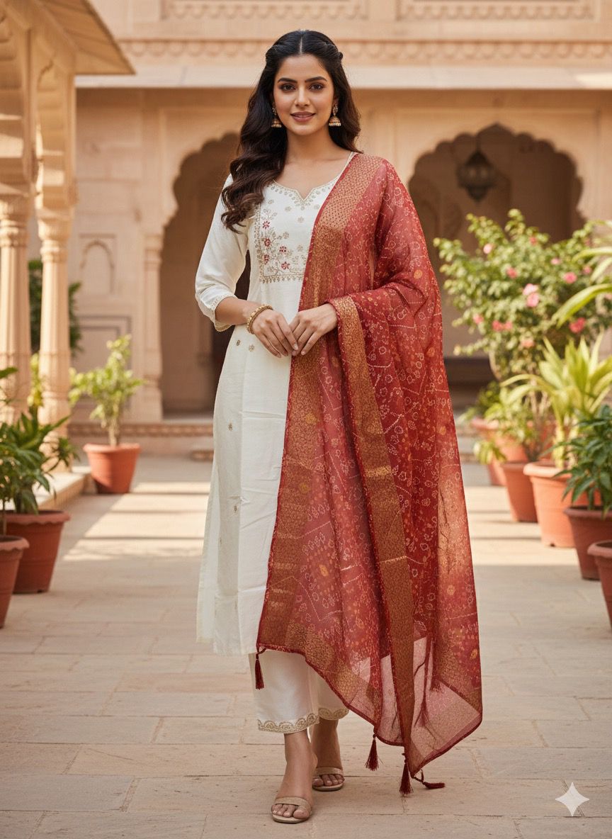 NCO 17 Roman Silk Embroidery Kurti Bottom With Dupatta