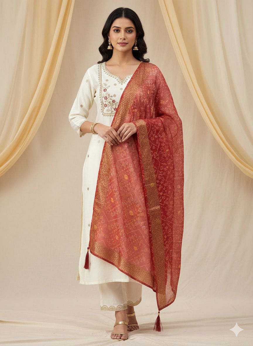 NCO 17 Roman Silk Embroidery Kurti Bottom With Dupatta