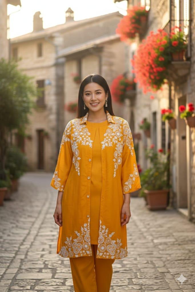 Lekha Sal 1 Heavy Rayon Chickenkari Embroidery Kurti With Bottom