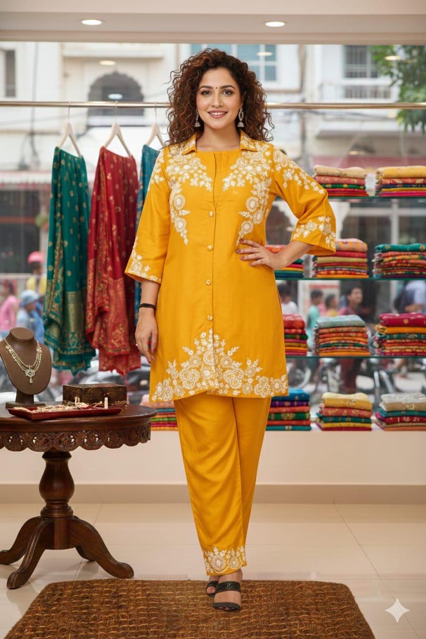 Lekha Sal 1 Heavy Rayon Chickenkari Embroidery Kurti With Bottom