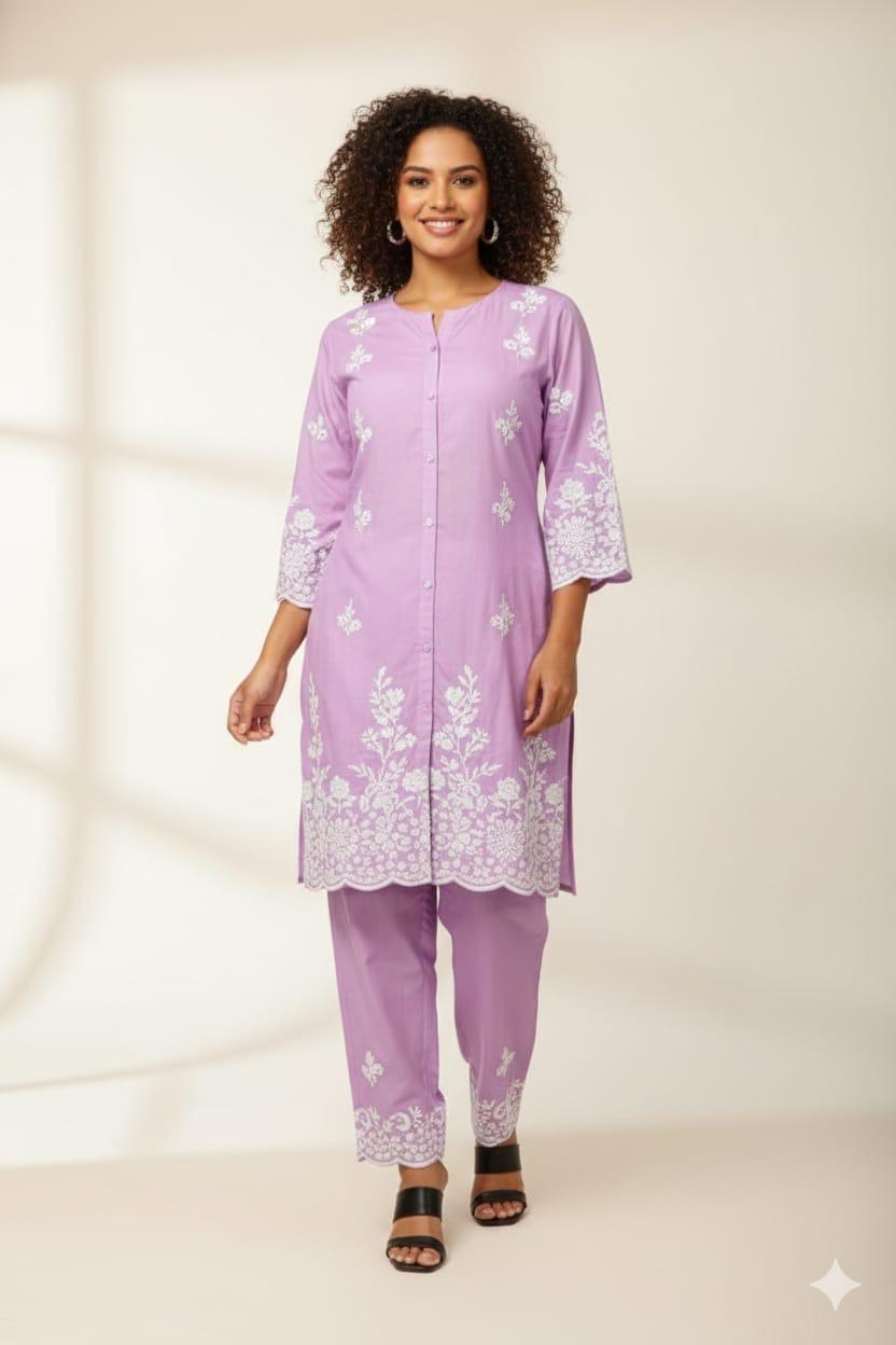 Lekha Sal 1 Heavy Rayon Chickenkari Embroidery Kurti With Bottom