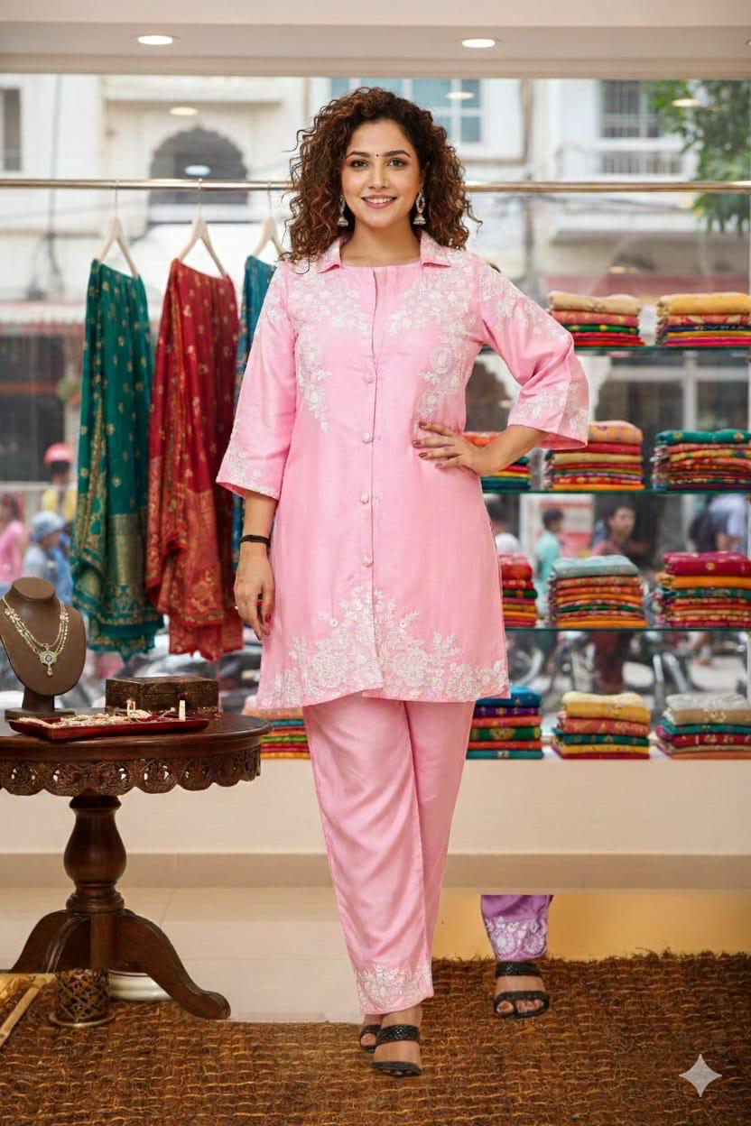 Lekha Sal 1 Heavy Rayon Chickenkari Embroidery Kurti With Bottom
