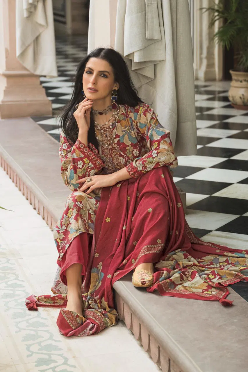 Prm Elnaz Jam Silk Digital Print With Work Salwar Kameez