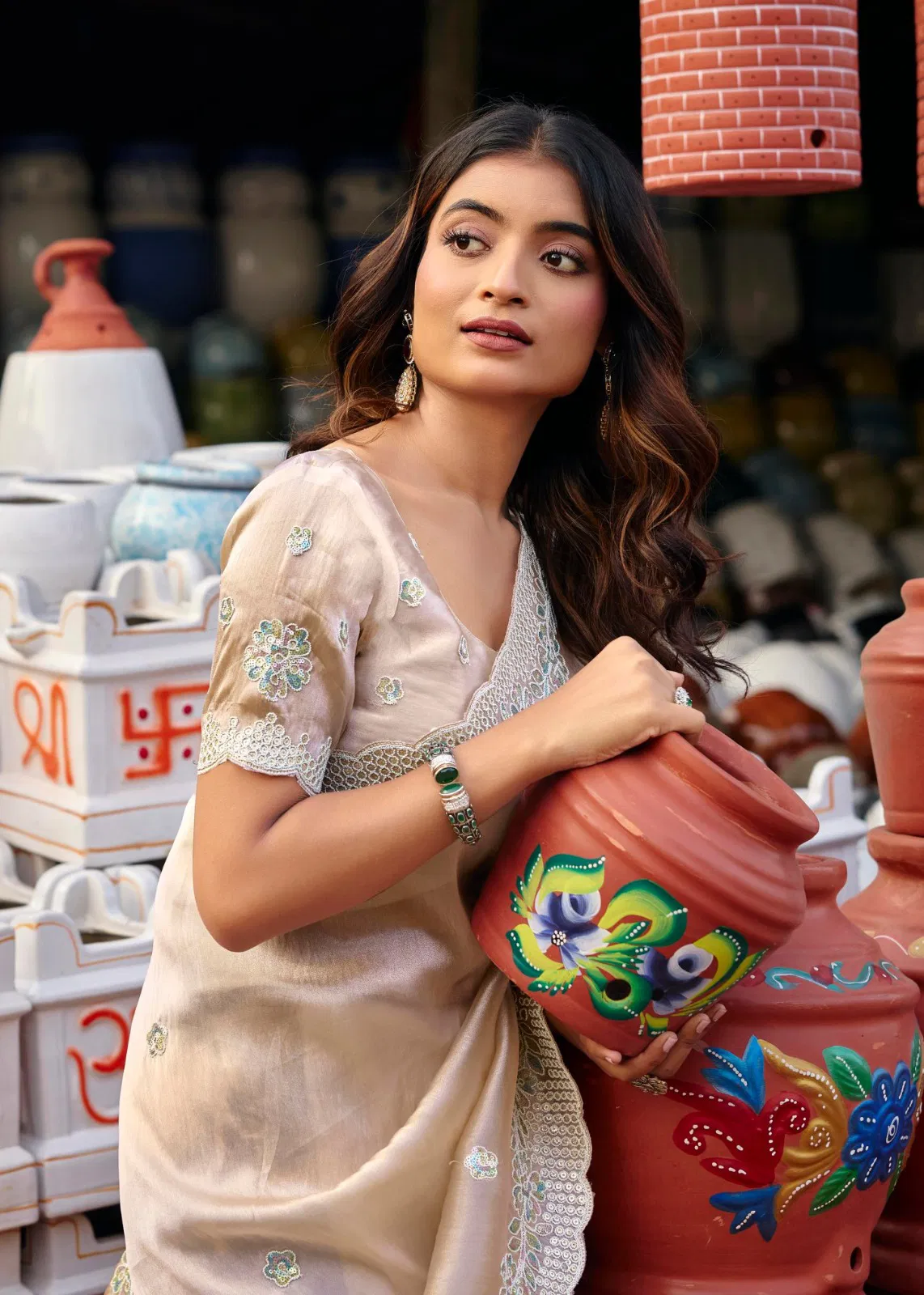 Lt Jimmy Vol 6 Cloud With Fancy Embroidery Work Saree Collection