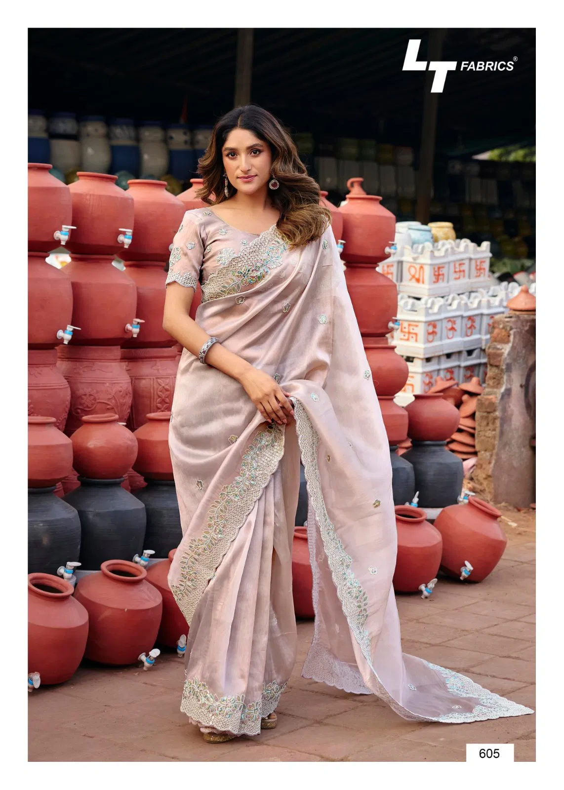 Lt Jimmy Vol 6 Cloud With Fancy Embroidery Work Saree Collection
