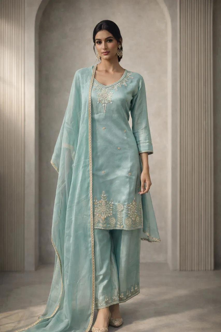 Naisha K 691 Fancy Fabric With Work Top Bottom And Dupatta Collection