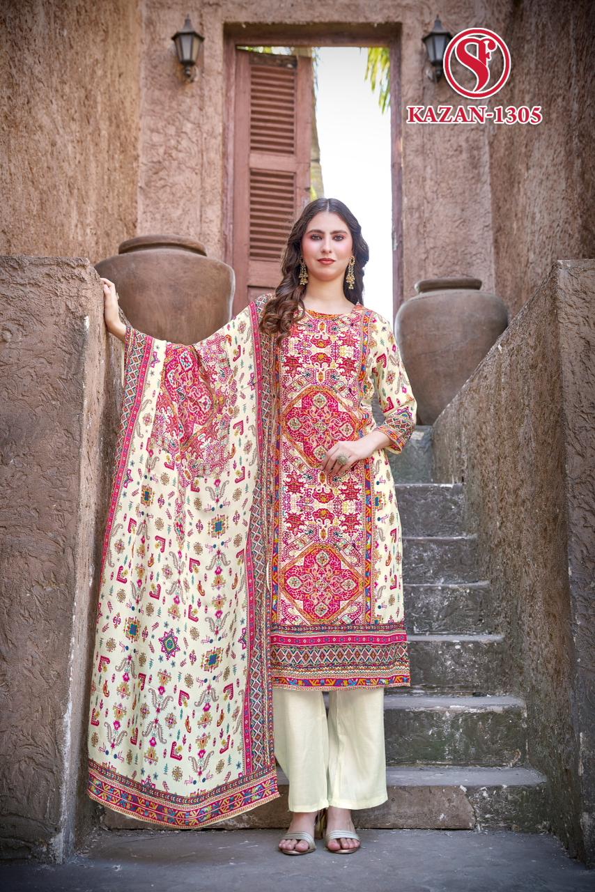 Swt Kazan Vol 19 Pure Viscose Pakistani Printed Kurti Bottom With Dupatta