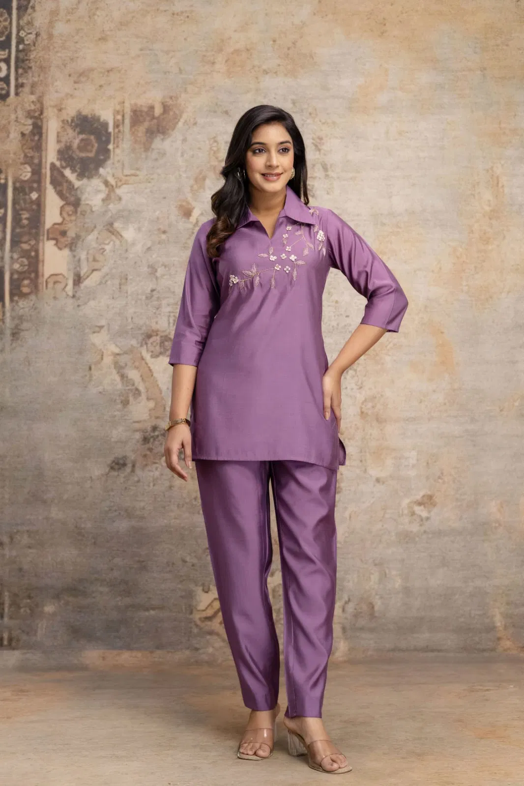 Naisha K 692 Roman Silk With Handwork Stylish Wear Co Ord Set Collection