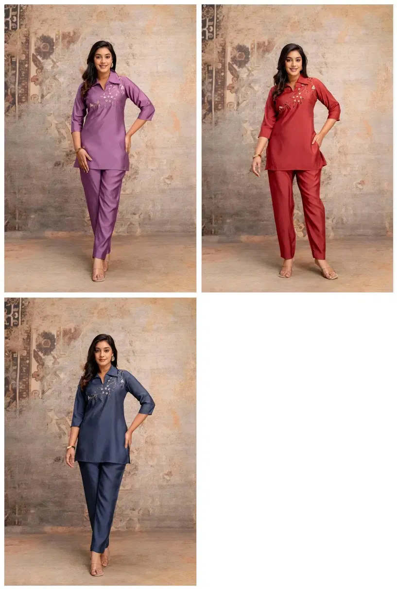 Naisha K 692 Roman Silk With Handwork Stylish Wear Co Ord Set Collection