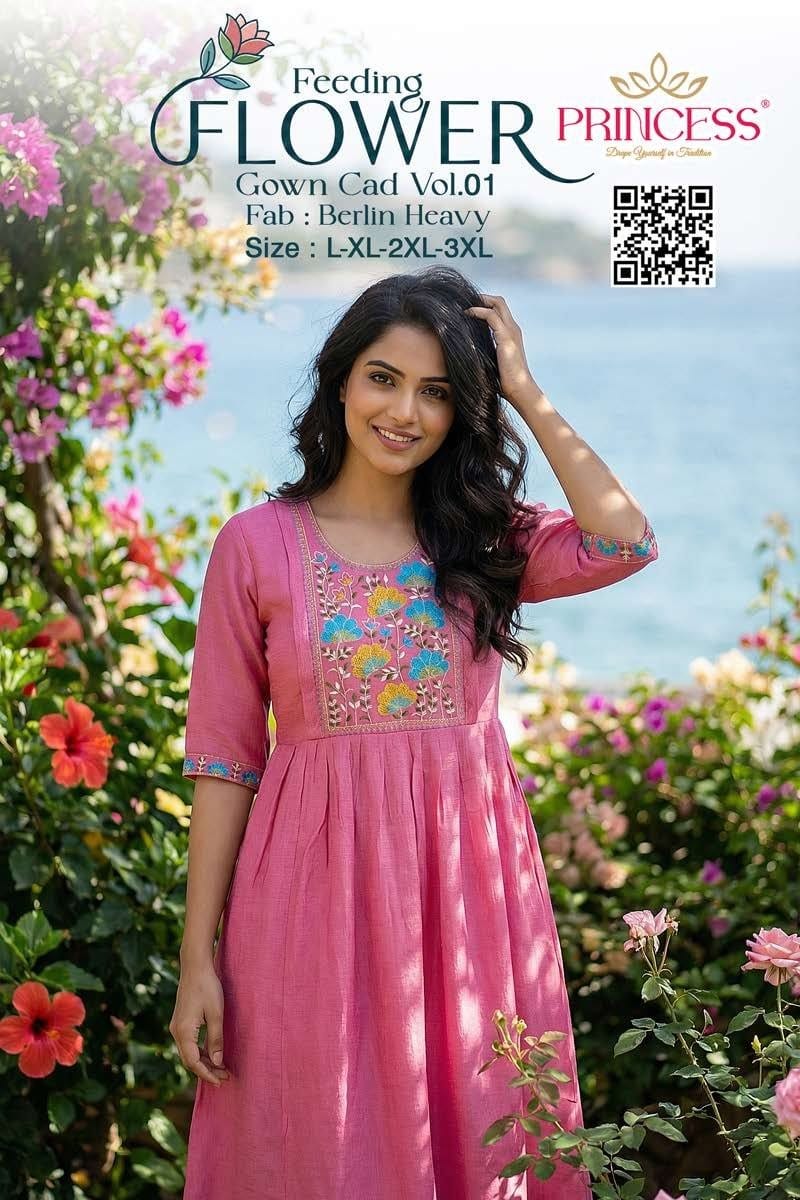 Princess Feeding Flower Barline Kurti Collection