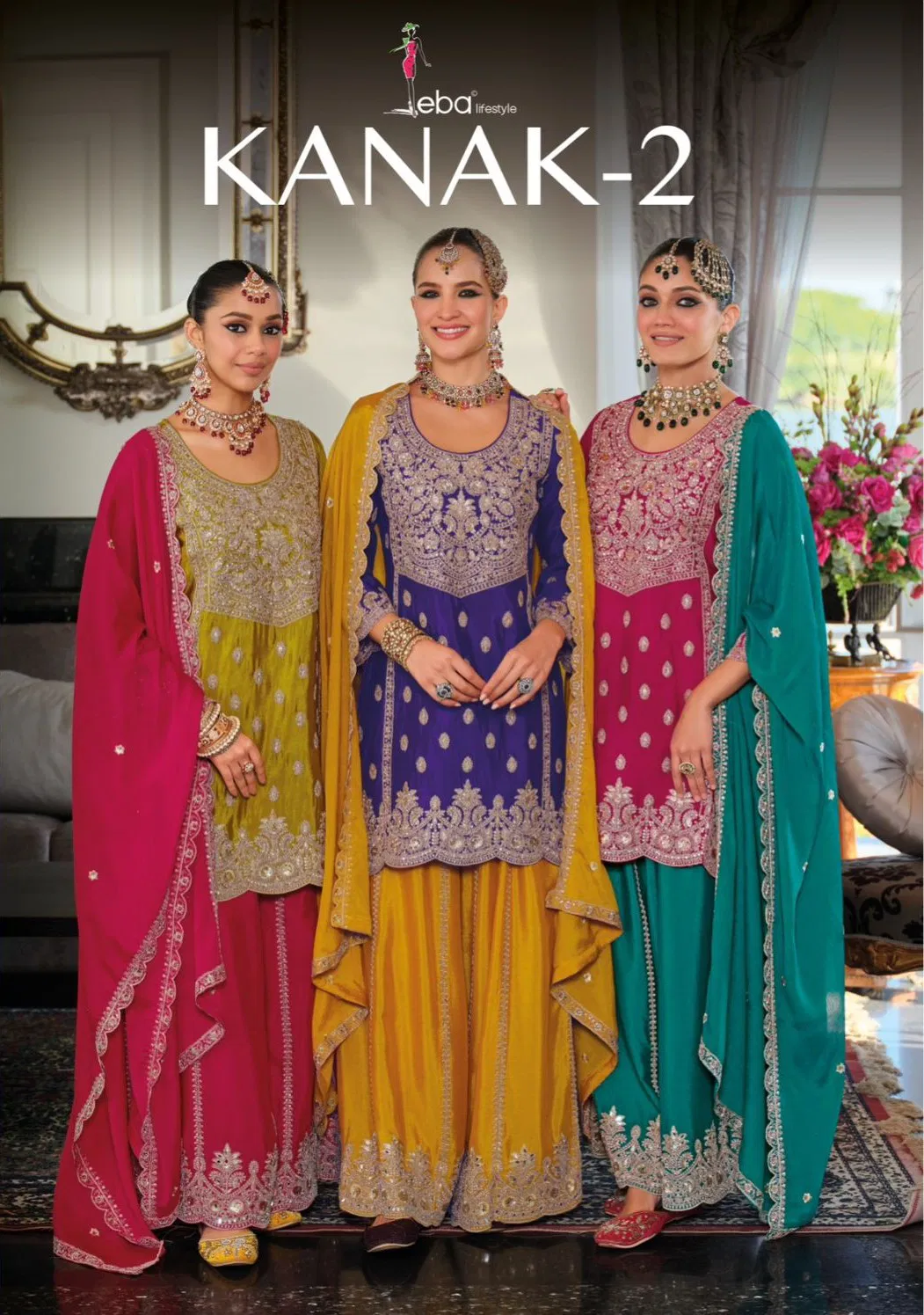 Eba Kanak Vol 2 Chinon With Embroidery Work Designer Salwar Kameez