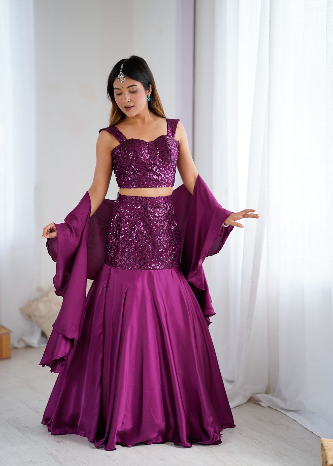 NCO 21 Net Embroidery Sequins Work Western Style Lehenga Choli