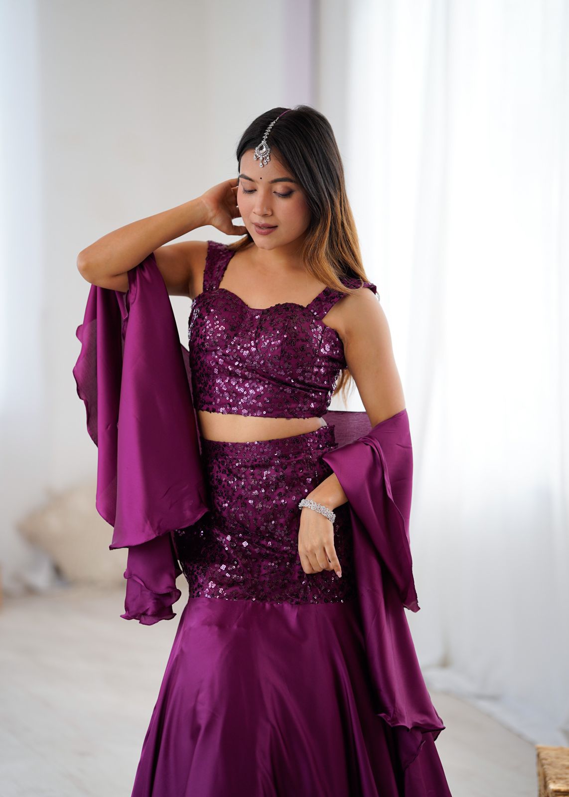 NCO 21 Net Embroidery Sequins Work Western Style Lehenga Choli