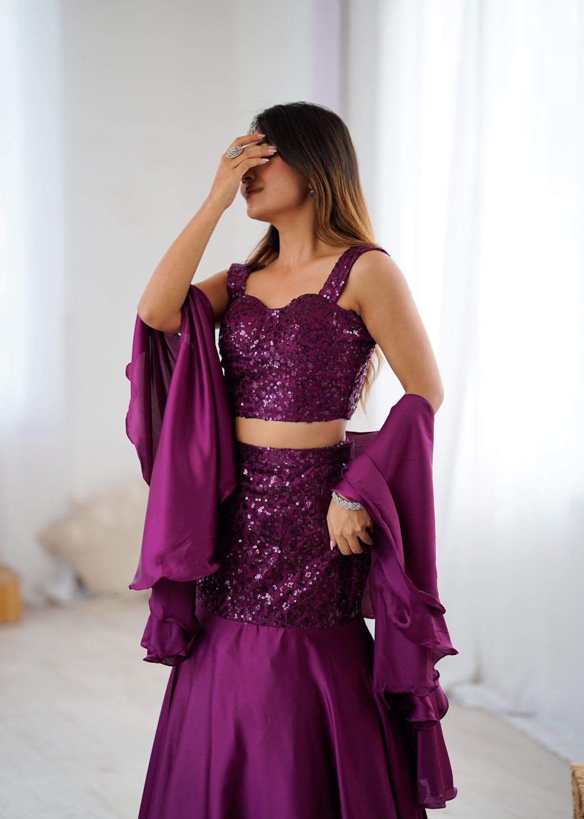NCO 21 Net Embroidery Sequins Work Western Style Lehenga Choli