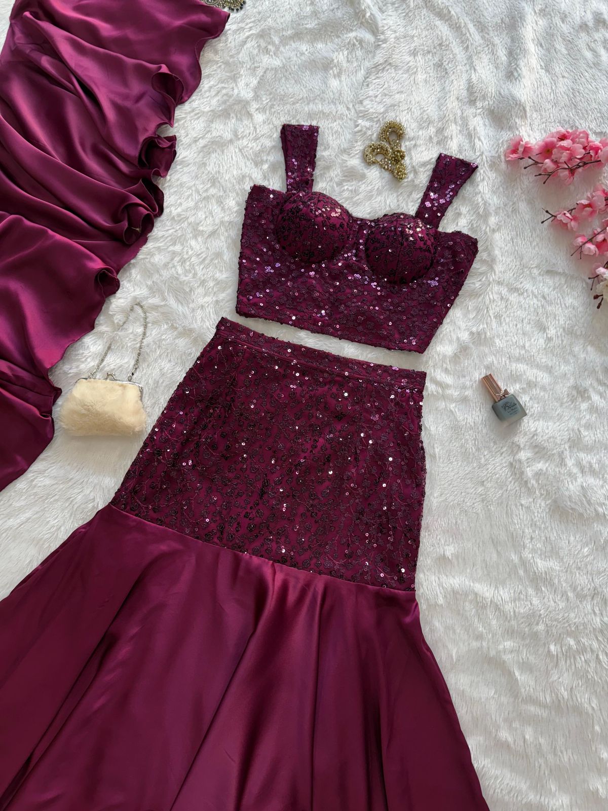 NCO 21 Net Embroidery Sequins Work Western Style Lehenga Choli
