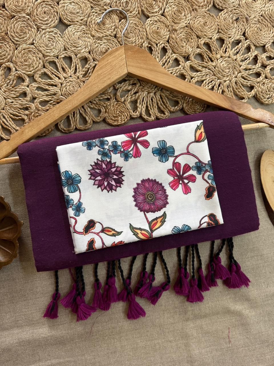 Lekha CF 241 Khadi Cotton Plain Saree With Printed Unstitch Blouse