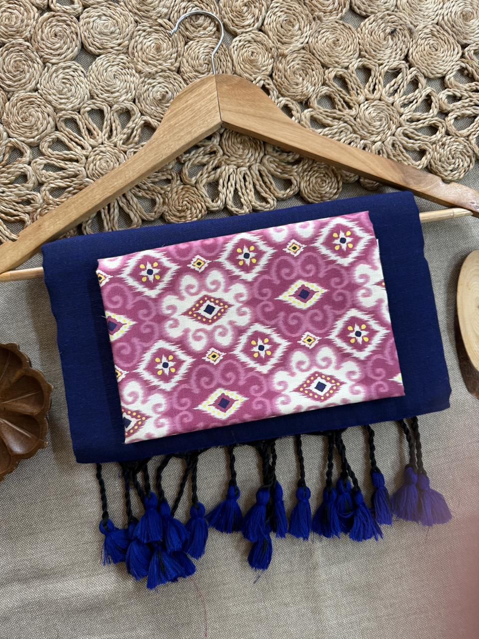 Lekha CF 241 Khadi Cotton Plain Saree With Printed Unstitch Blouse