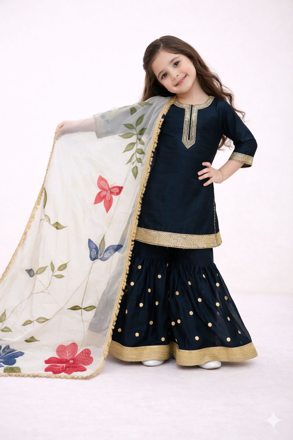 OC 243 Pure Gmy Silk Heavy Embroidery Sequence Work With Full Sleeve Kids Collection