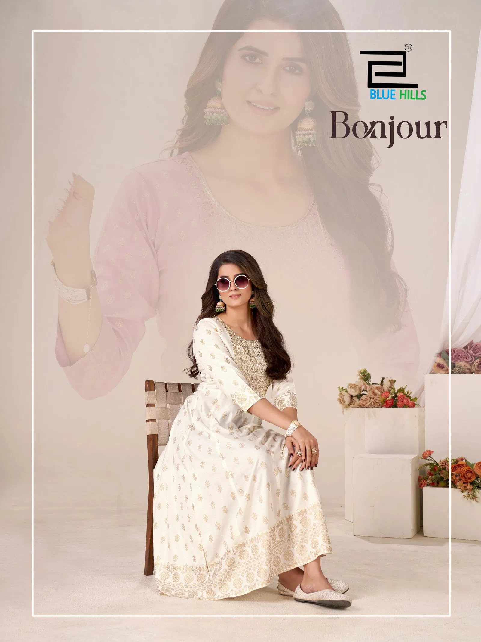 Blue Hills Bonjour Plus Size Rayon Fancy Anarkali Kurti With Foil Print