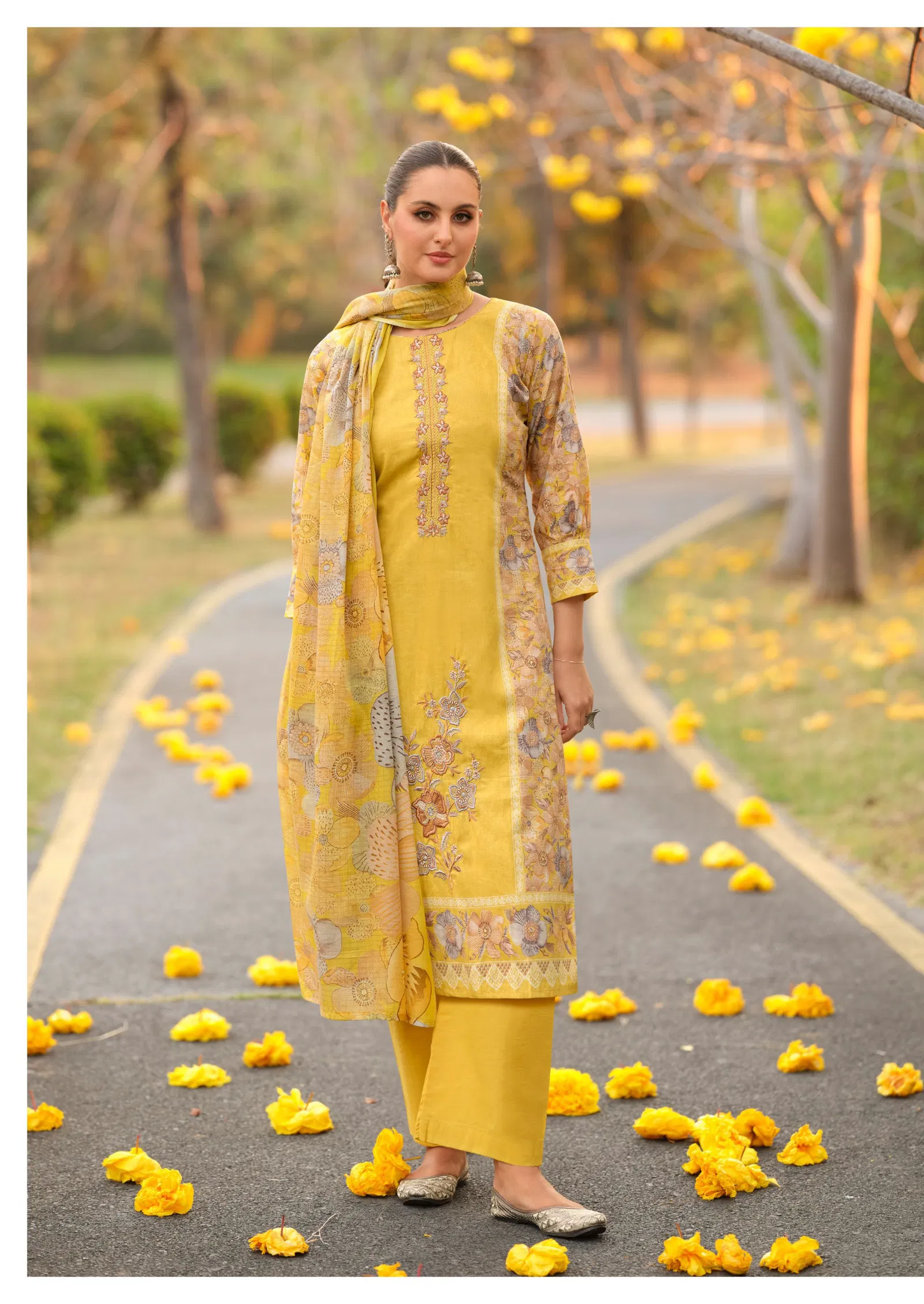 Hermitage Breeze Cambric Cotton Digital Print Embroidery Dress Material