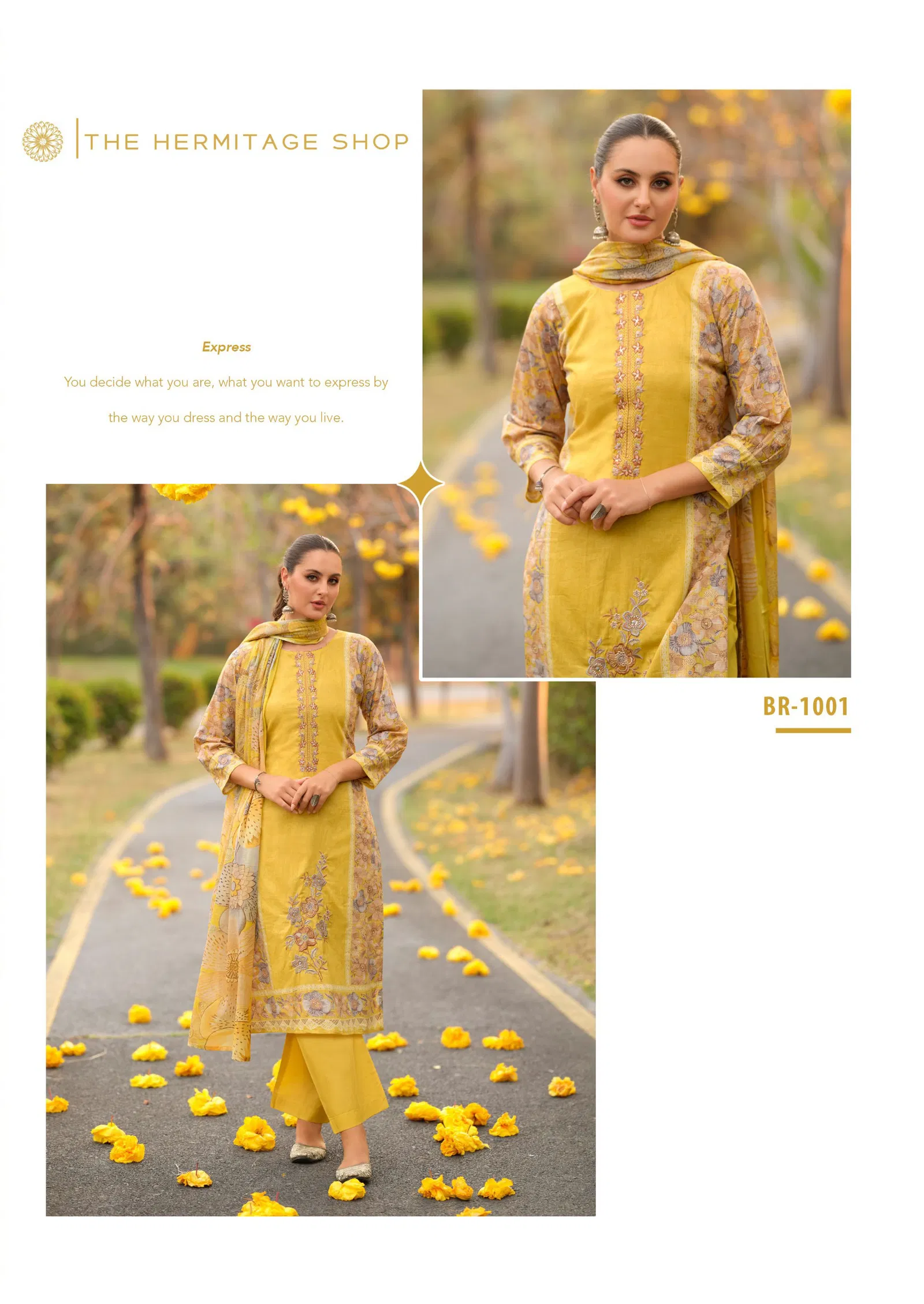 Hermitage Breeze Cambric Cotton Digital Print Embroidery Dress Material