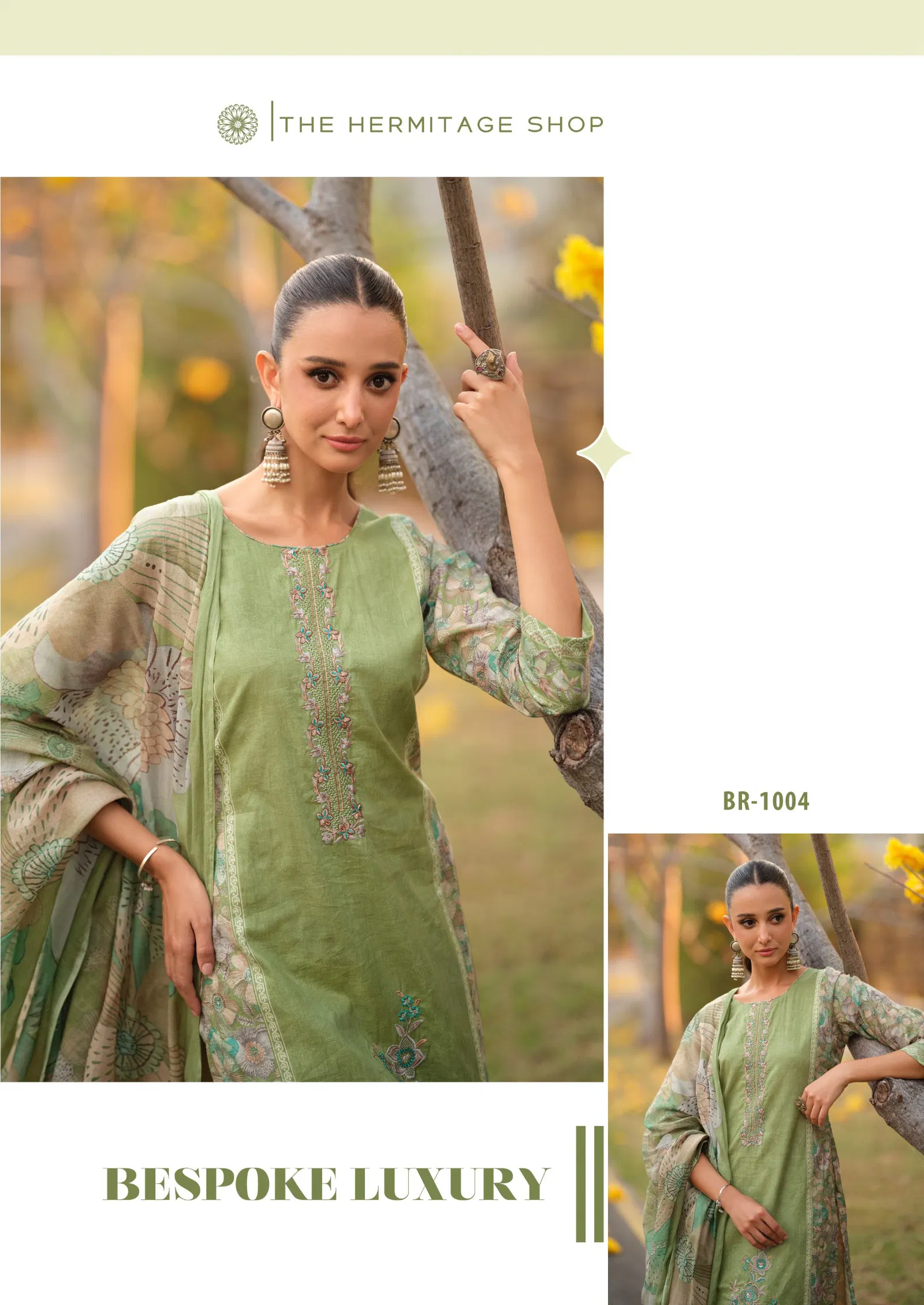 Hermitage Breeze Cambric Cotton Digital Print Embroidery Dress Material