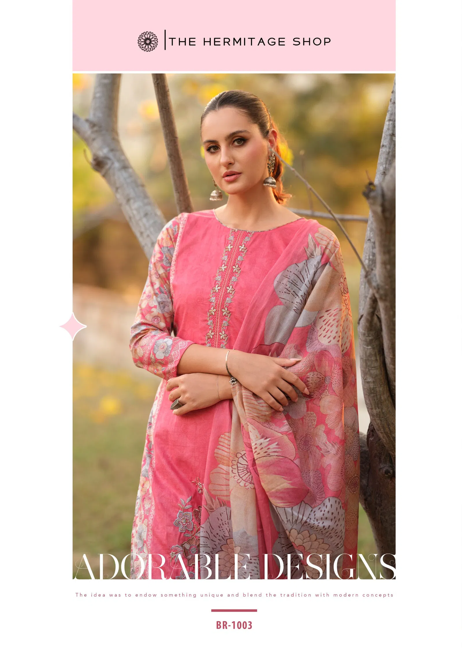 Hermitage Breeze Cambric Cotton Digital Print Embroidery Dress Material