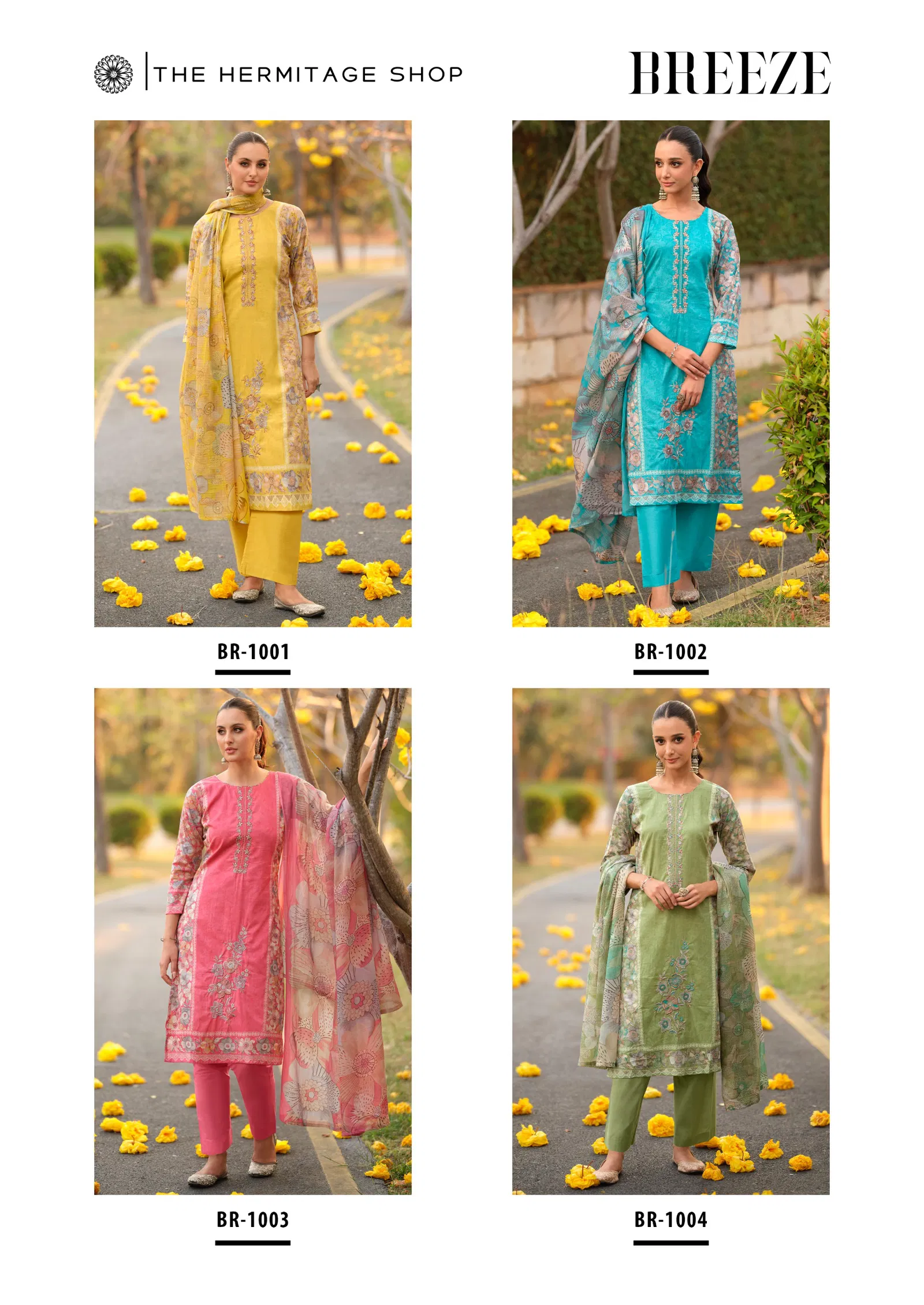 Hermitage Breeze Cambric Cotton Digital Print Embroidery Dress Material