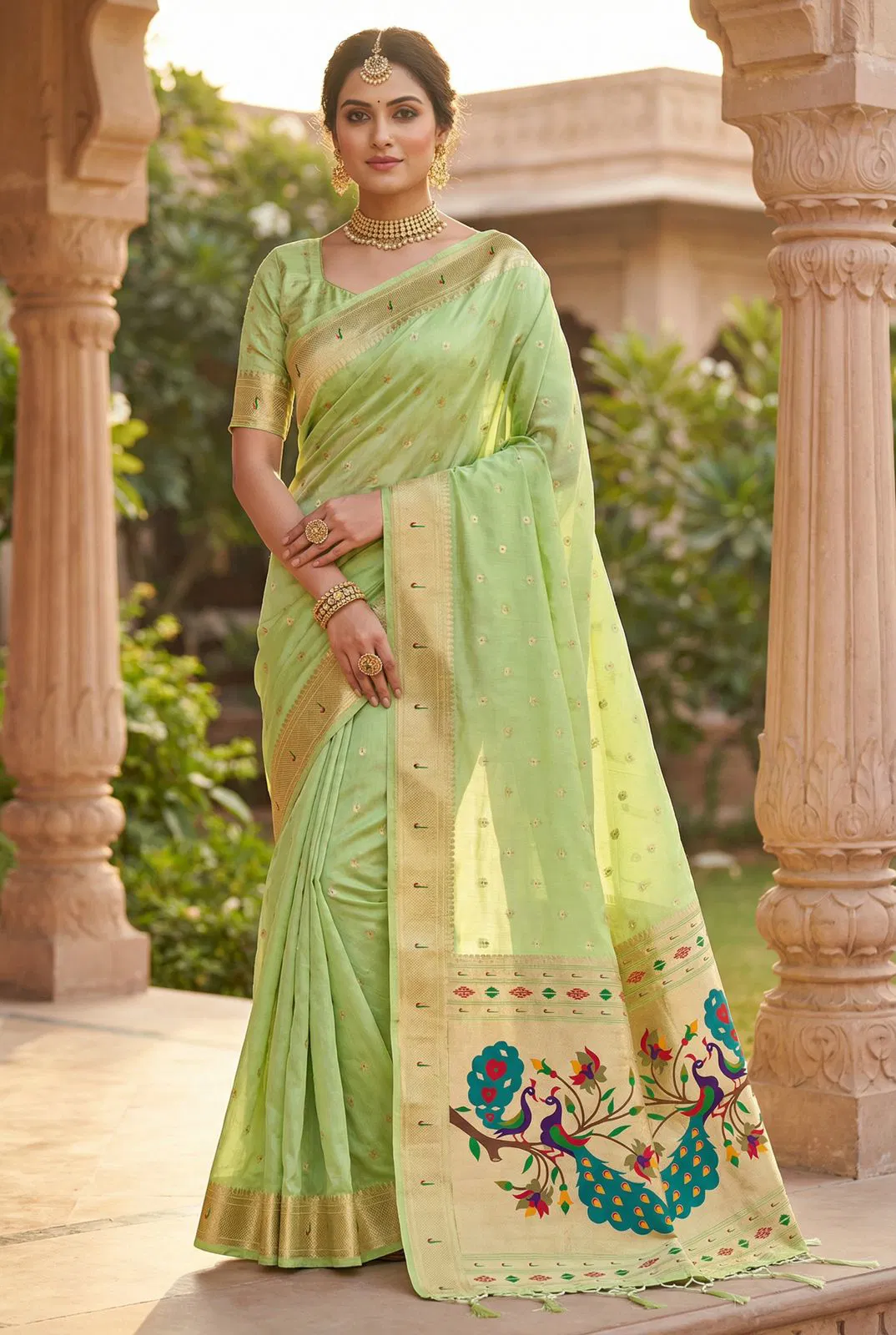 Mb 1101 Organza Silk Woven Butti Motifs Saree Collection
