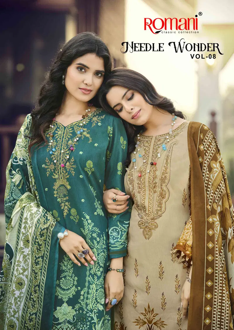 Romani Needle Wonder Vol 8 Cotton Digital Print Dress Material