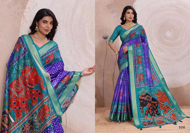 Rewaa Anitya Kalki Silk with Digital Prints Saree Collection