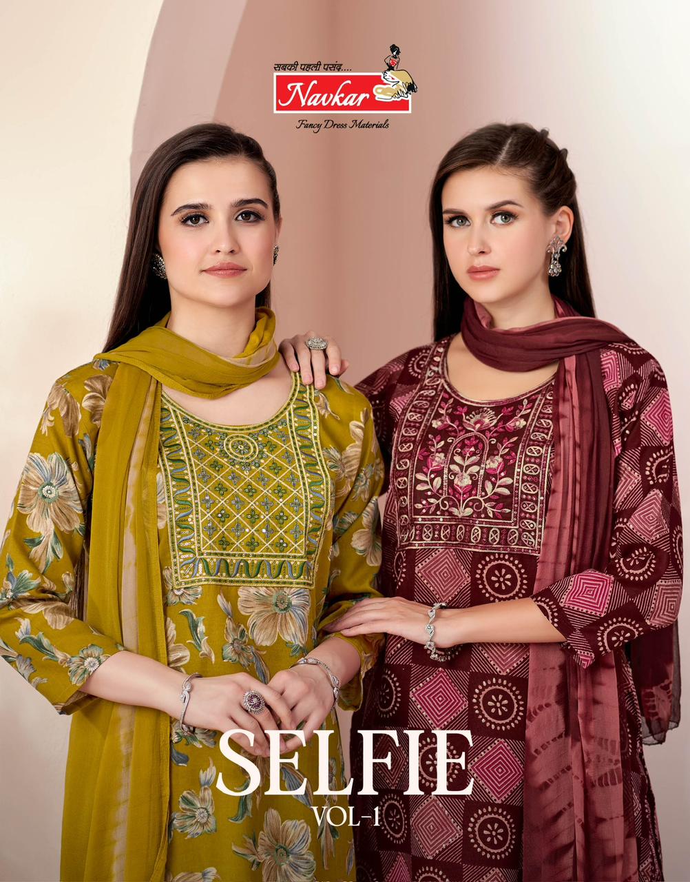 Navkar Selfie Vol 1 Capsule Foil Print With embroidery Top With Bottom and Dupatta Collection