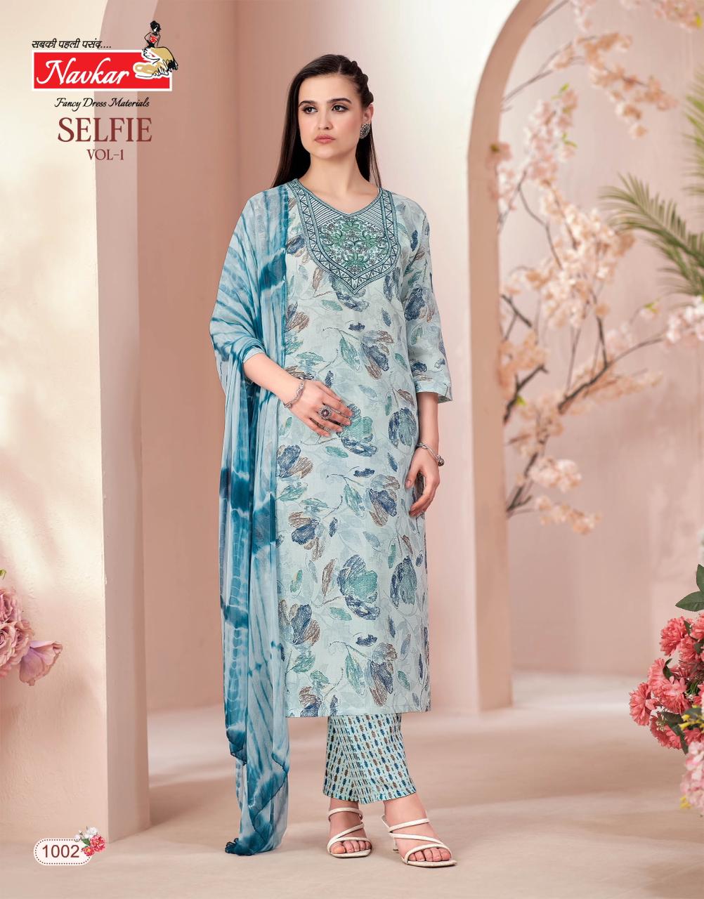 Navkar Selfie Vol 1 Capsule Foil Print With embroidery Top With Bottom and Dupatta Collection