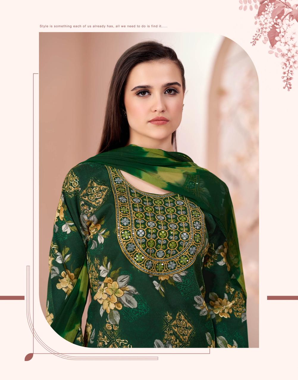 Navkar Selfie Vol 1 Capsule Foil Print With embroidery Top With Bottom and Dupatta Collection