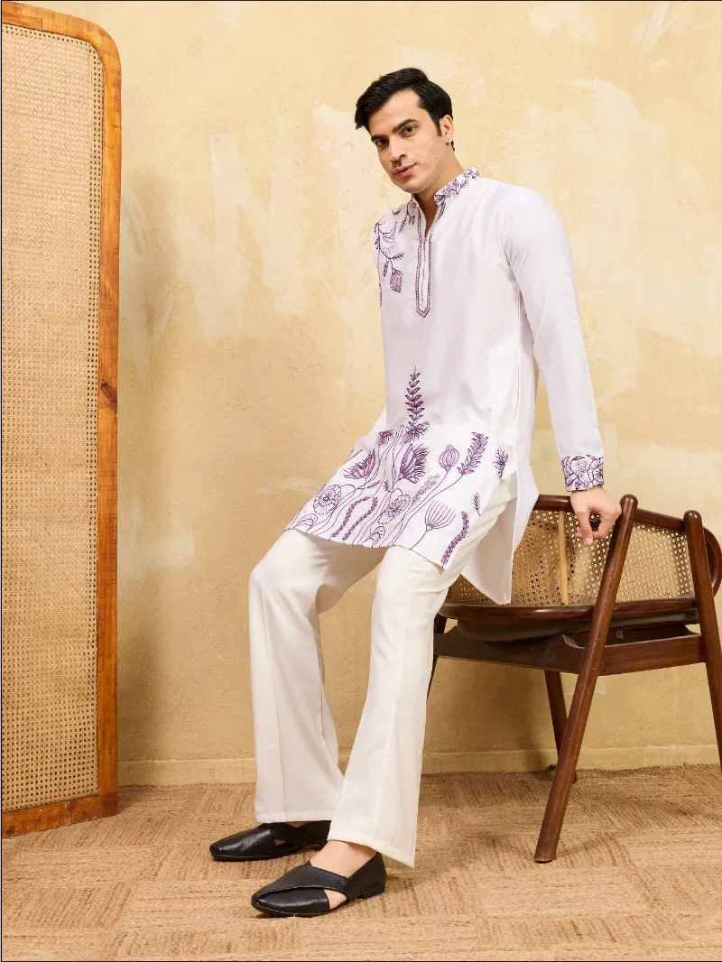 Shubhvastra The Needle Edit Khadi Silk Threadwork Festival Wear Kurta Collection