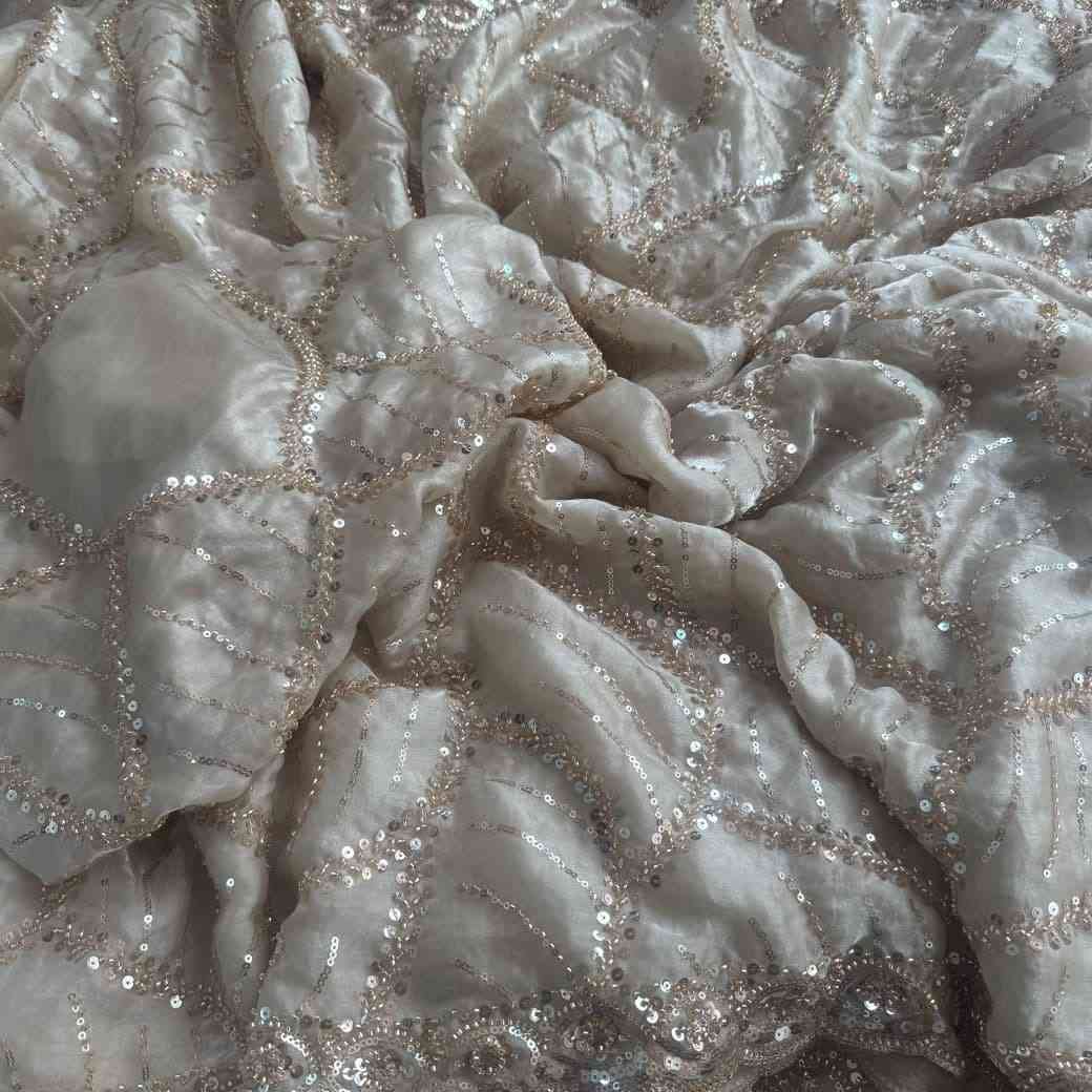 Kc 961 Space Silk Sequence And Cutdana Handworked Designer Saree