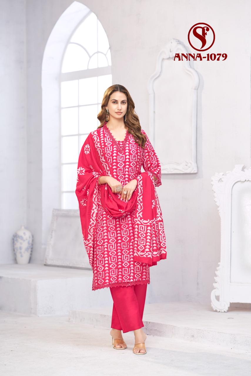 Swt Anna Vol 2 Mal Chanderi Batik Print Kurti Bottom With Dupatta