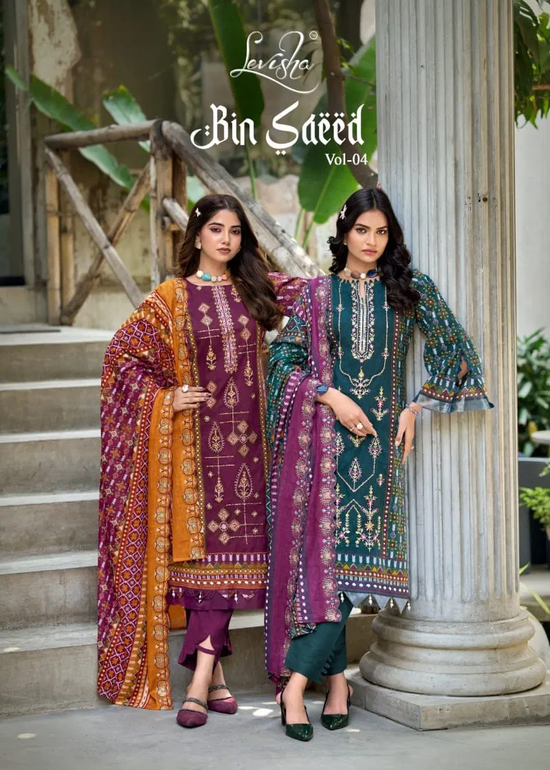 Levisha Bin Saeed Vol 4 Cambric Lawn Cotton Printed Dress Material