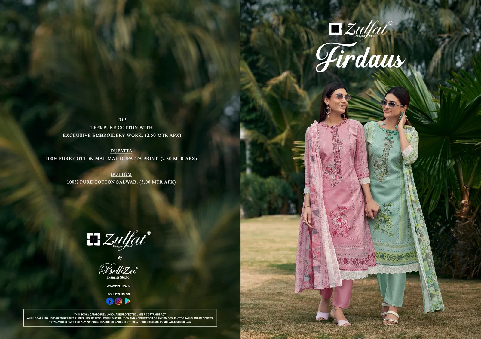 Zulfat Firdaus Vol 2 Cotton Embroidery Dress Material Collection