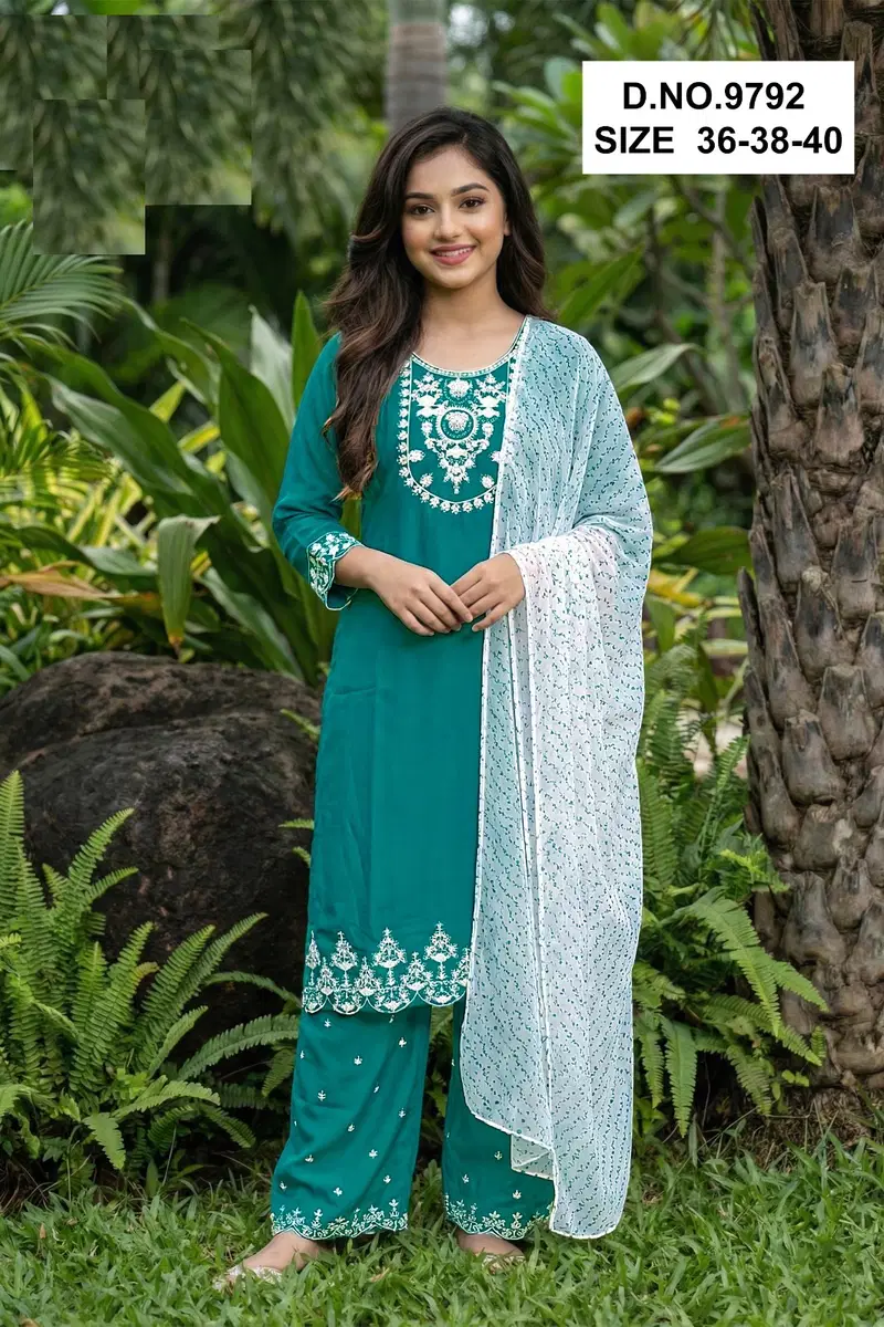 Girijaa Vol 1 Vatican Silk Embroidery Kurti Palazzo With Dupatta