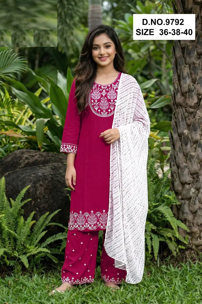 Girijaa Vol 1 Vatican Silk Embroidery Kurti Palazzo With Dupatta