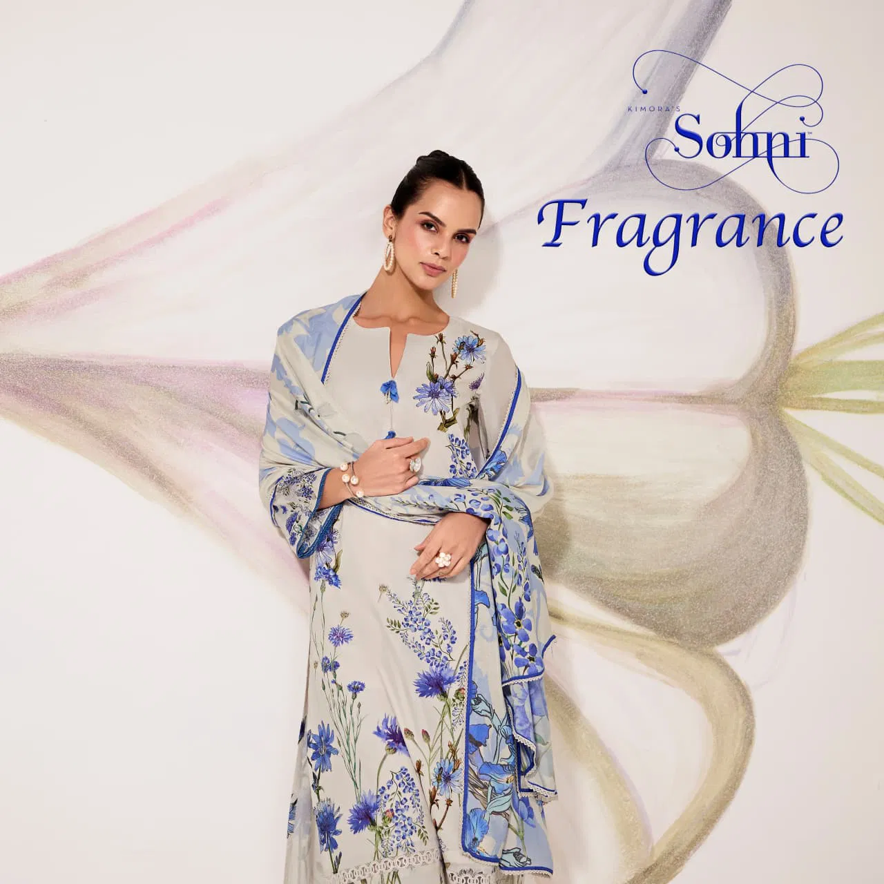 Kimora Sohni Fragrance Lawn Cotton Digital Print Embroidery Salwar Kameez