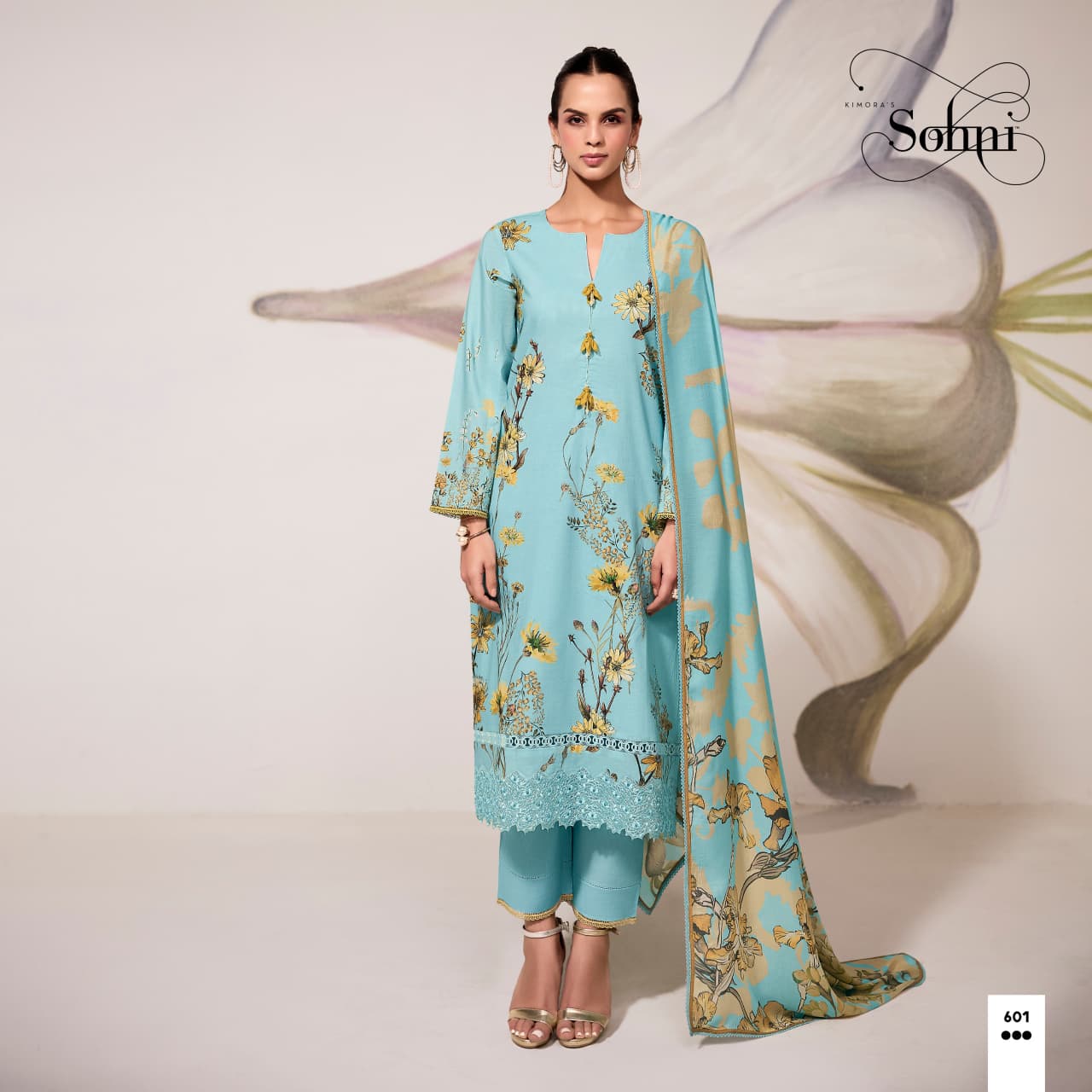 Kimora Sohni Fragrance Lawn Cotton Digital Print Embroidery Salwar Kameez