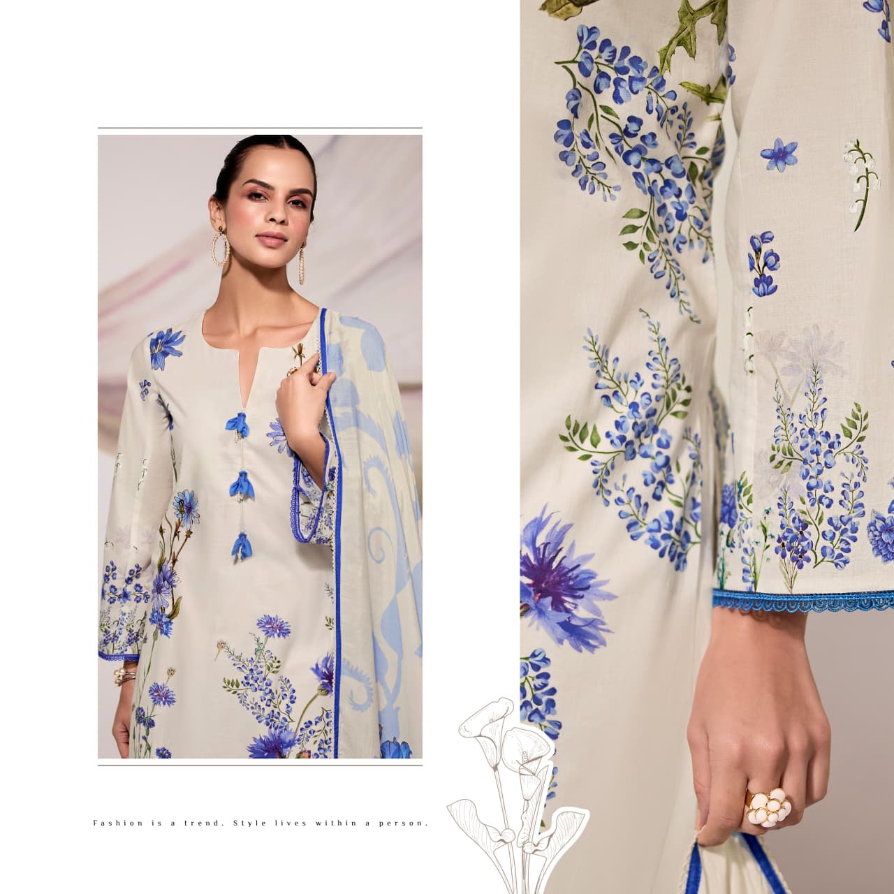 Kimora Sohni Fragrance Lawn Cotton Digital Print Embroidery Salwar Kameez