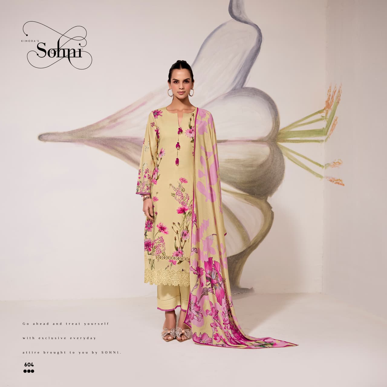 Kimora Sohni Fragrance Lawn Cotton Digital Print Embroidery Salwar Kameez