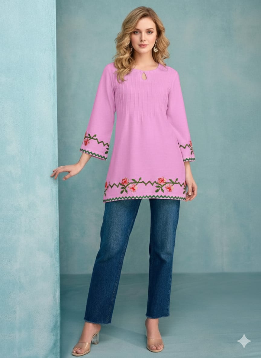 Lekha Sal 2 Rayon Embroidery Work Ladies Top