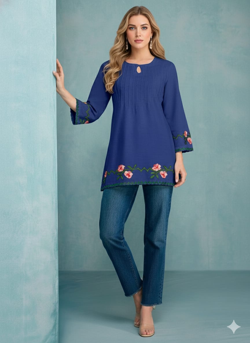Lekha Sal 2 Rayon Embroidery Work Ladies Top